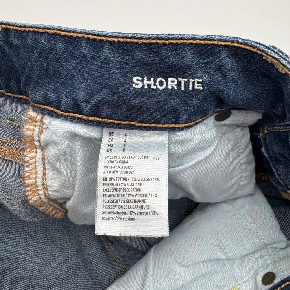 American Eagle Super Stretch Shortie Denim Shorts Dark Wash Cutoff Size‎ 4